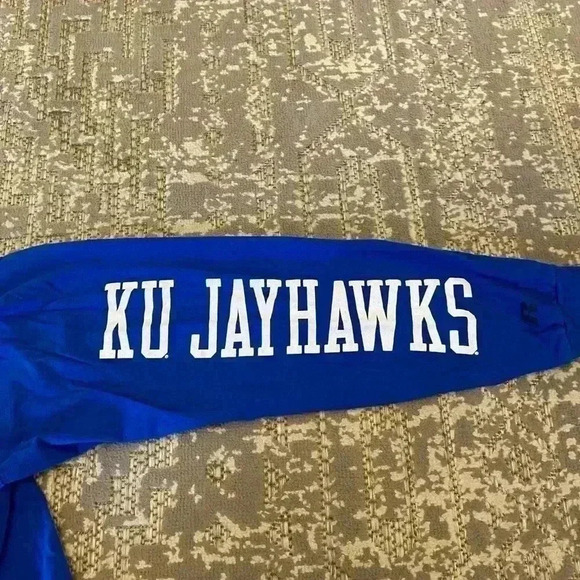 Kansas Jayhawks Russell Long Sleeve Shirt Size Large color Blue - Picture 4 of 5